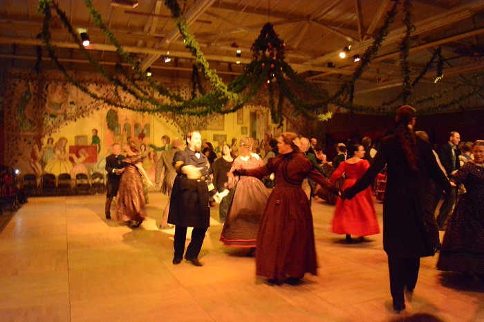 Victorian dancers in "Fezziwigs Ball" at Dickens Chrsitmas Fair