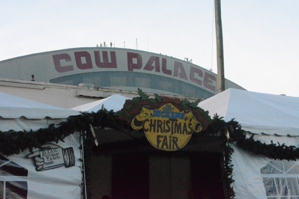 Dickens Christmas Fair sign outside the Cow Palace
