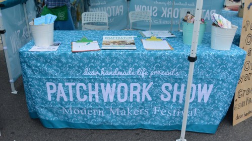 tablecloth advertises "Patchwork Show" by Dear Handmade Life