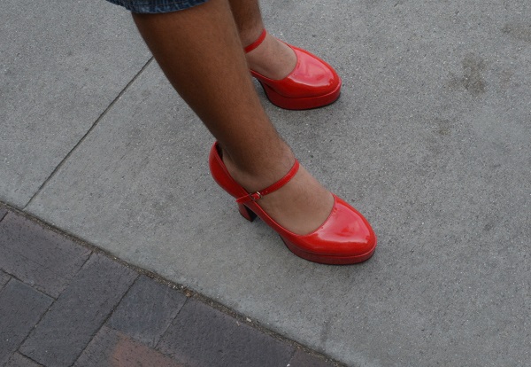 tall red shoes