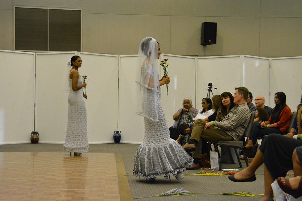 crocheted wedding dresses onstage