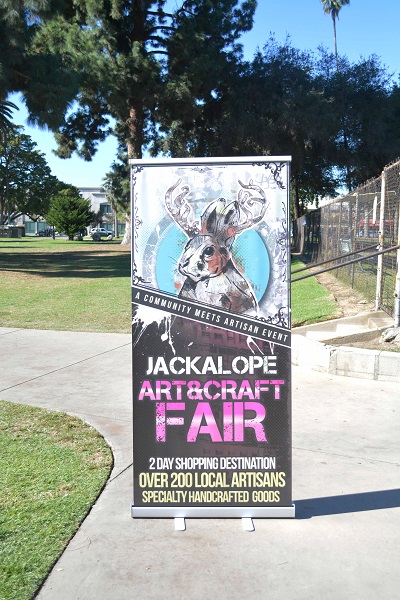 Jackalope Art and Craft Fair sign outside Pasadena's Central Park