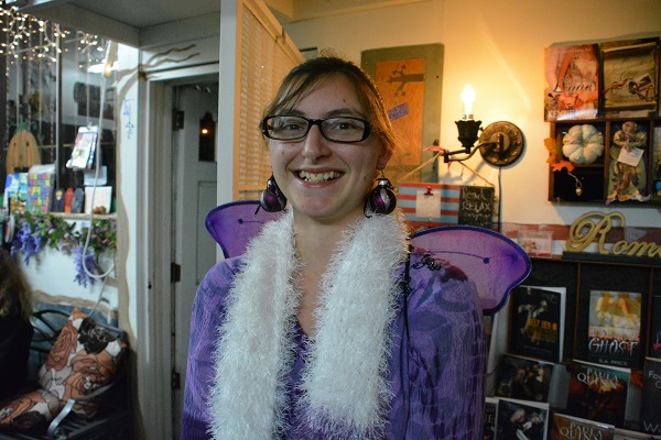 Ellie Lieberman in her purple dress with fairy wings