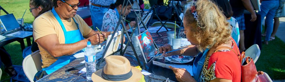 A canvas painting workshop at Jackalope Indie Arts Fair.