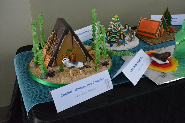 Gingerbread houses on display at Aquarium of the Pacific, Christmas 2018
