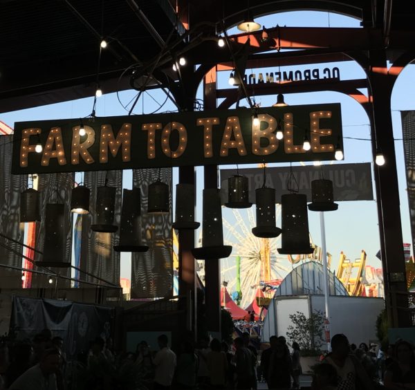 "Farm to Table" lighted sign inside OC Promenade exhibit hall