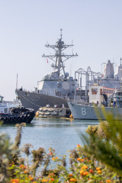 The USS Dewey at anchor in Los Angeles Harbor