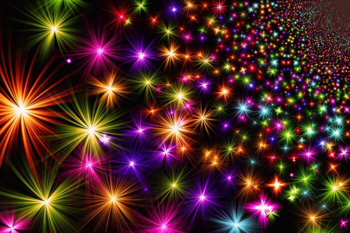 Multicolored Chirstmas lights sparkle in abstract