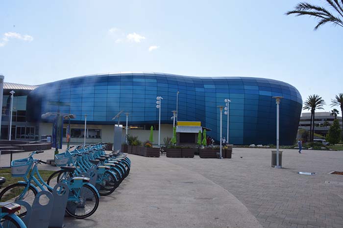 Blue circular Aquarium of the Pacific