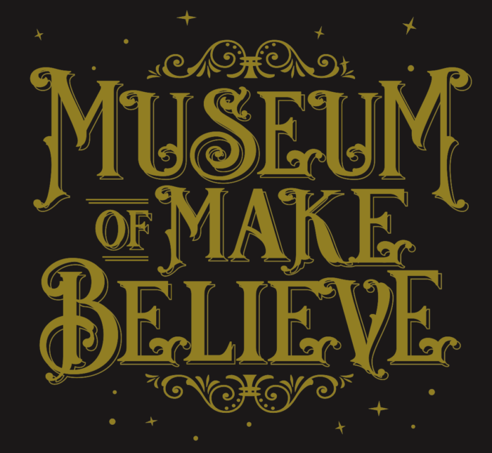 Museum of Make Believe logo in gold against a black background