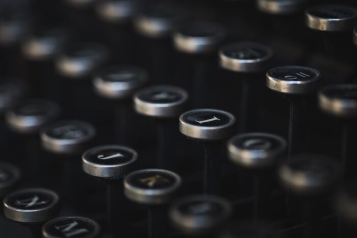 Close-up of vintage typewriter keys