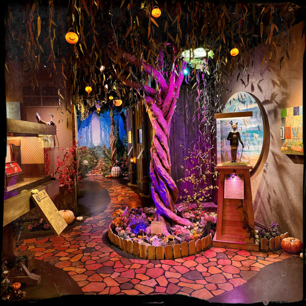 "Tree of Make Believe" in the enchanted-forest setting of Museum of Make Believe.