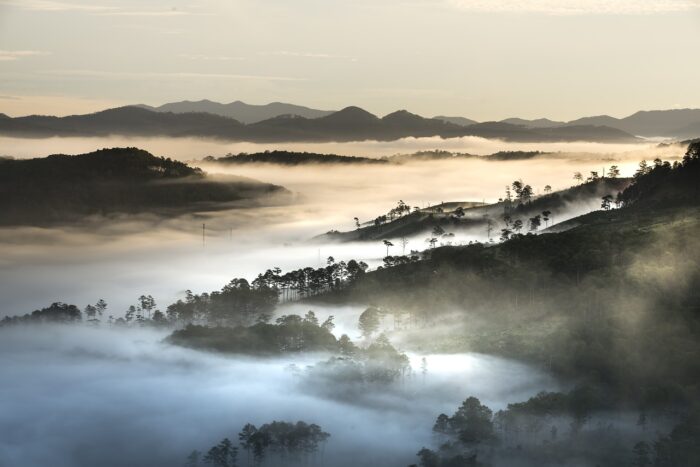 Mountains of Vietnam seen through mist