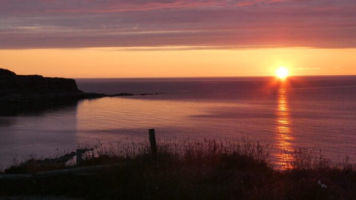Sun sets over the bay in Gander, Newfoundland.
